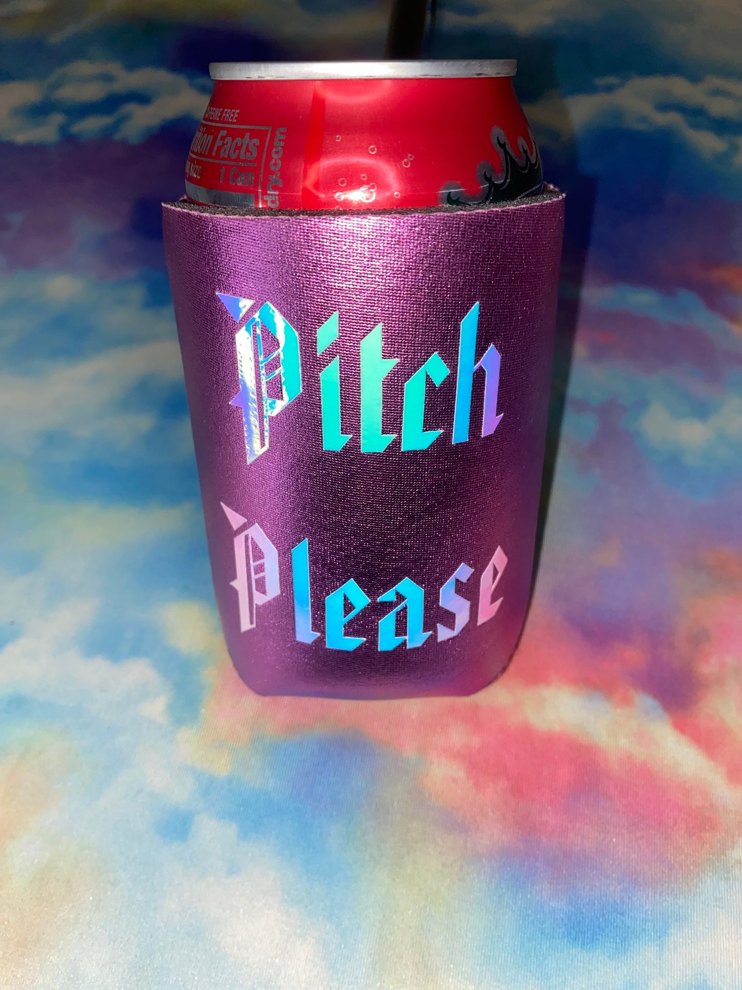 "Pitch Please" Glow-in-the-Dark / Metallic Pink Koozie