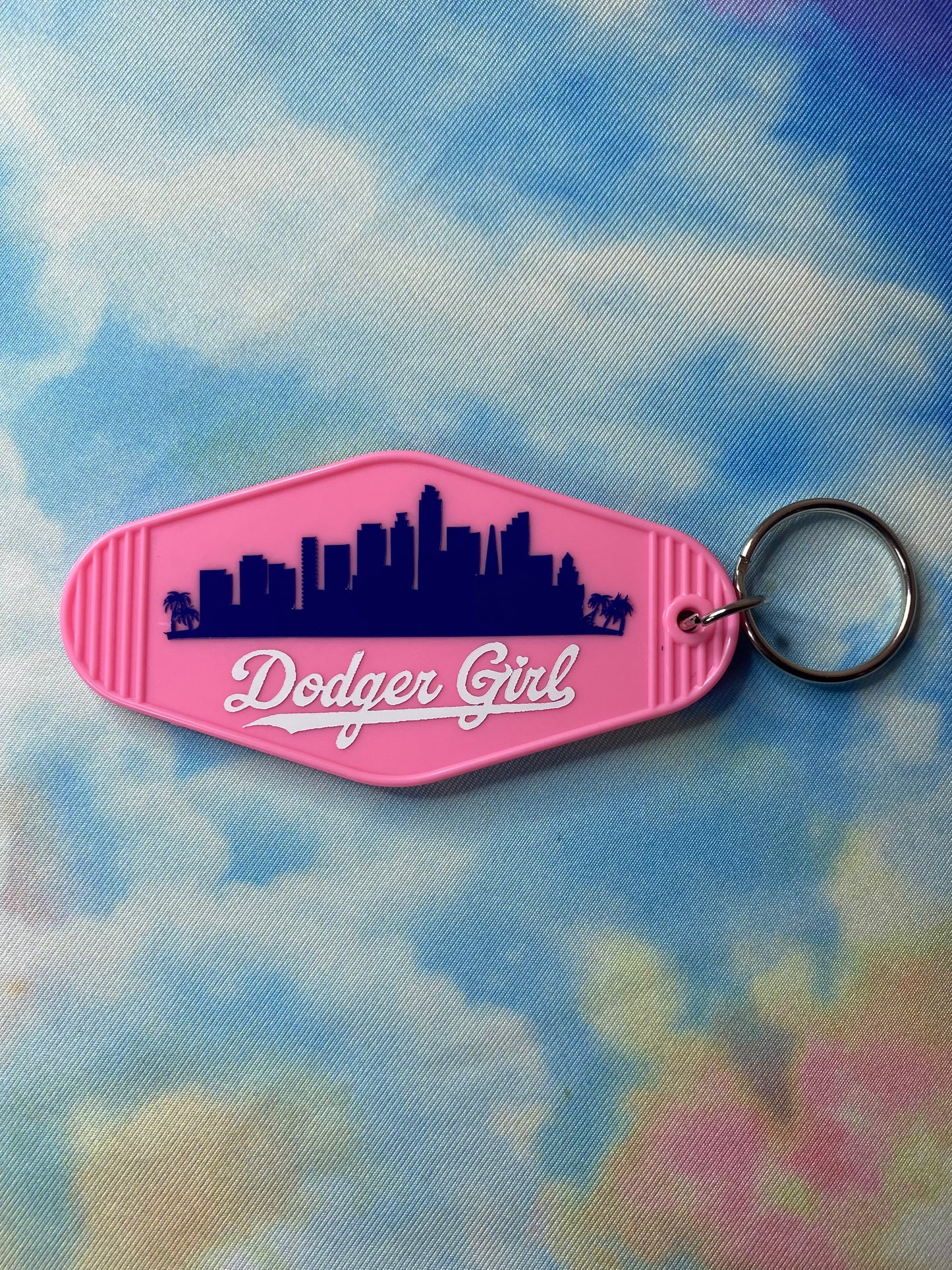 "LA City Skyline / Dodger Girl" Keychain